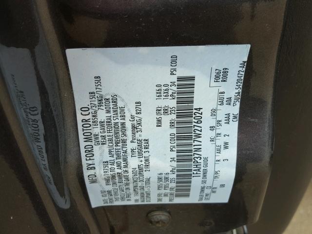 1FAHP37N17W276024 - 2007 FORD FOCUS ZX5 GRAY photo 10