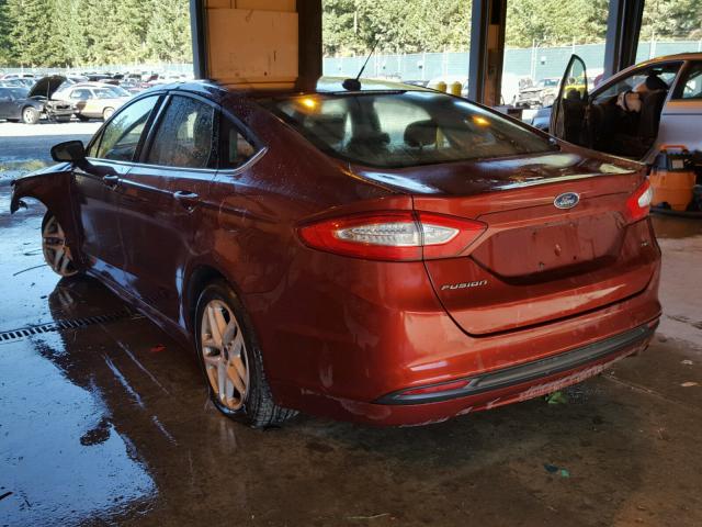 3FA6P0H7XER159113 - 2014 FORD FUSION SE RED photo 3