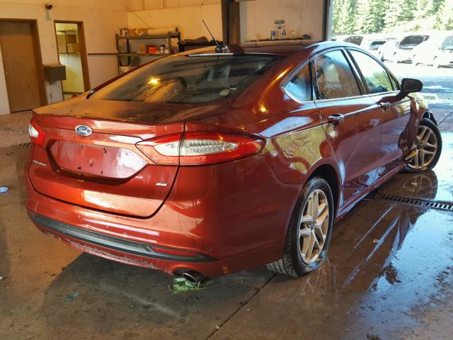 3FA6P0H7XER159113 - 2014 FORD FUSION SE RED photo 4