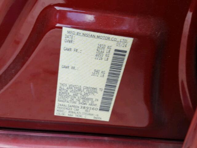 1N4AL3AP6EN389560 - 2014 NISSAN ALTIMA 2.5 RED photo 10