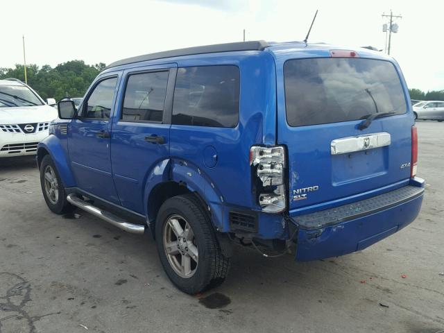 1D8GU58K68W230285 - 2008 DODGE NITRO SLT BLUE photo 3