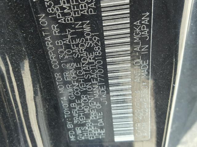 JTKDE177070188291 - 2007 TOYOTA SCION TC 黑色 照片 10