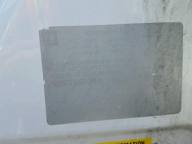 1G1ZC5EU6CF124145 - 2012 CHEVROLET MALIBU 1LT თეთრი ფოტო 10