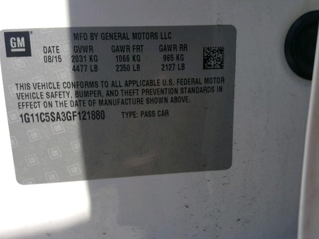 1G11C5SA3GF121880 - 2016 CHEVROLET MALIBU LIM 白色 照片 10