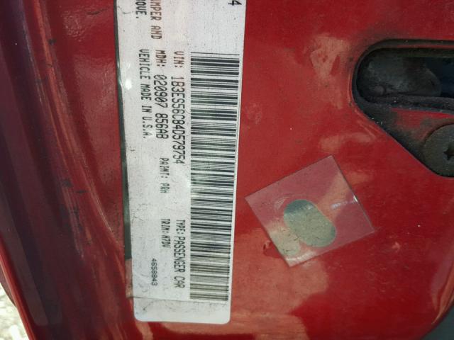 1B3ES56C84D579754 - 2004 DODGE NEON SXT RED photo 10