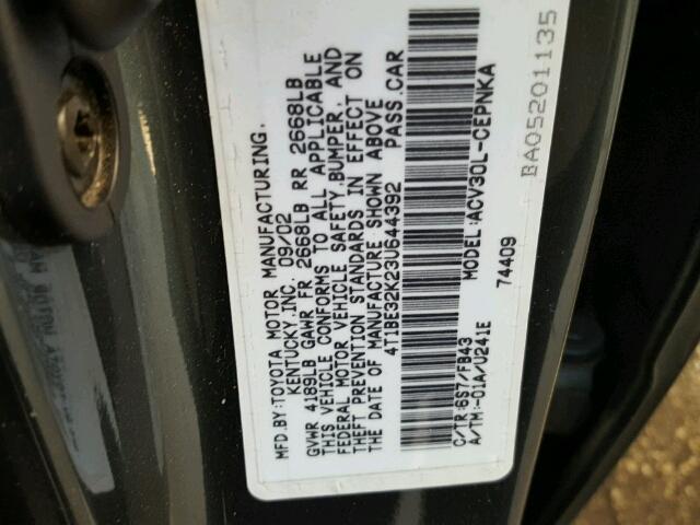 4T1BE32K23U644392 - 2003 TOYOTA CAMRY LE 绿色 照片 10