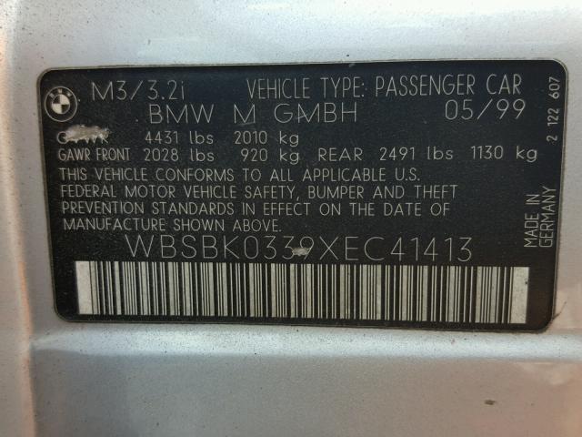 WBSBK0339XEC41413 - 1999 BMW M3 AUTOMAT Gümüş foto 10