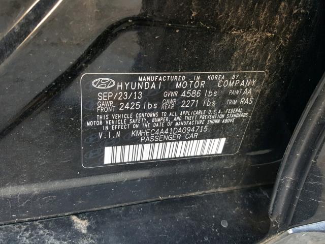 KMHEC4A41DA094715 - 2013 HYUNDAI SONATA HYB BLACK photo 10