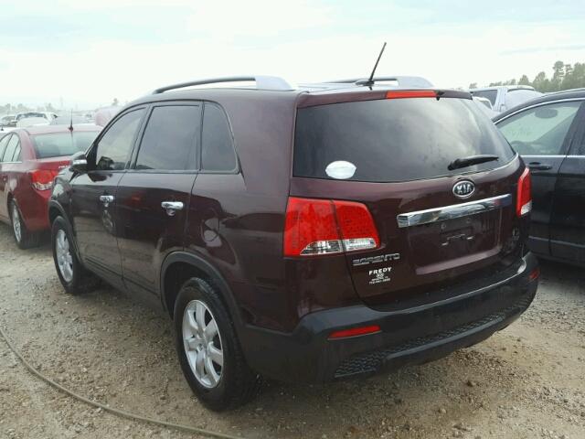 5XYKT3A66DG392602 - 2013 KIA SORENTO LX MAROON photo 3