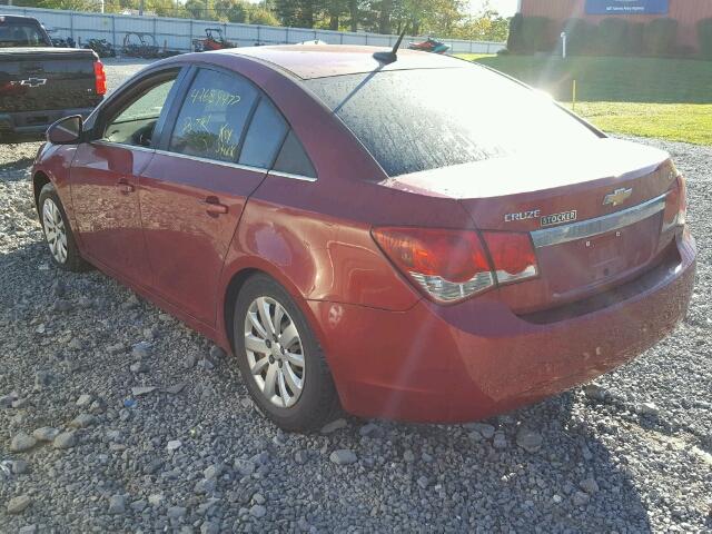 1G1PF5S91B7154631 - 2011 CHEVROLET CRUZE LT MAROON photo 3