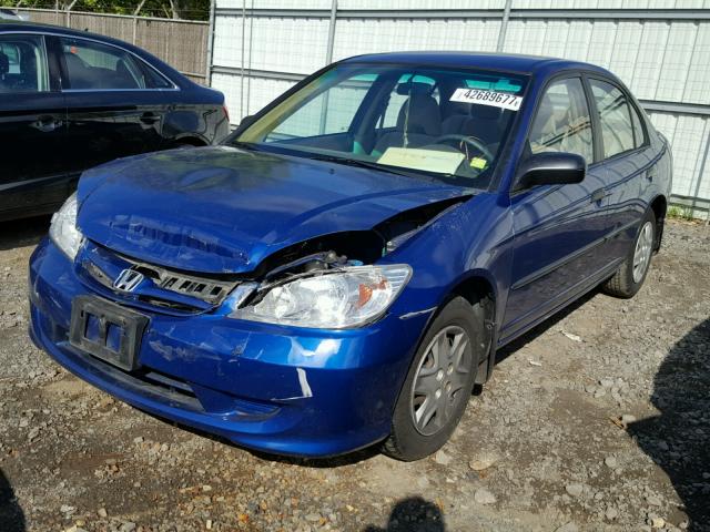 1HGES16385L018809 - 2005 HONDA CIVIC BLUE photo 2