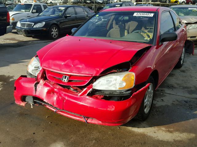 1HGEM21612L045881 - 2002 HONDA CIVIC LX RED photo 2