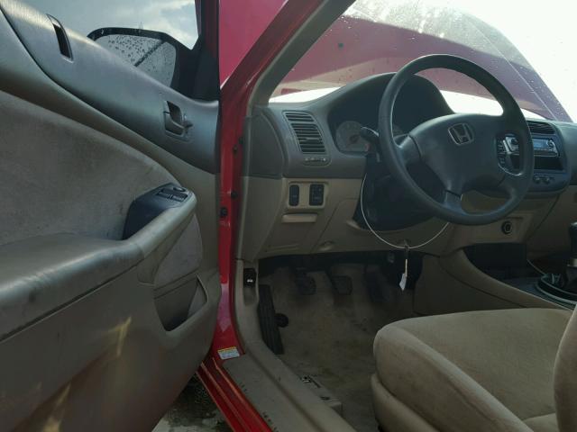 1HGEM21612L045881 - 2002 HONDA CIVIC LX RED photo 9