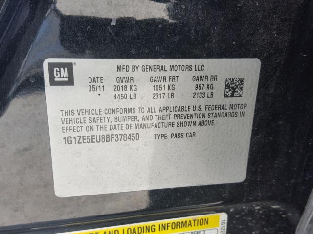 1G1ZE5EU8BF378450 - 2011 CHEVROLET MALIBU LTZ 黑色 照片 10