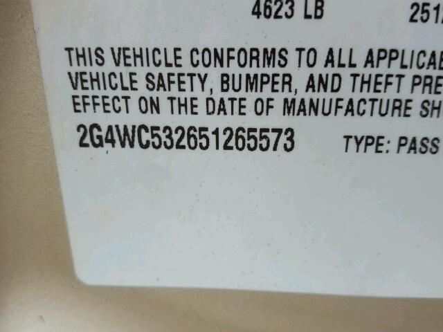 2G4WC532651265573 - 2005 BUICK LACROSSE BEIGE photo 10