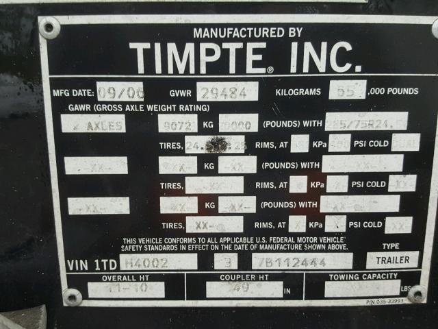 1TDH400237B112444 - 2007 UTILITY TRAILER BLACK photo 10