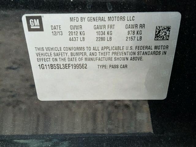 1G11B5SL3EF199562 - 2014 CHEVROLET MALIBU LS Qara foto 10