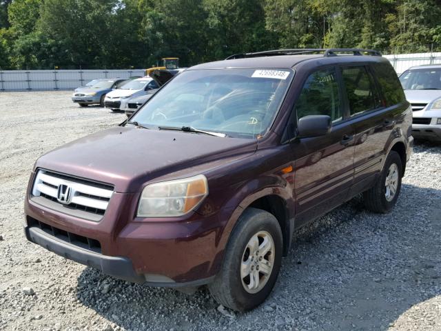 5FNYF28137B036772 - 2007 HONDA PILOT LX MAROON photo 2