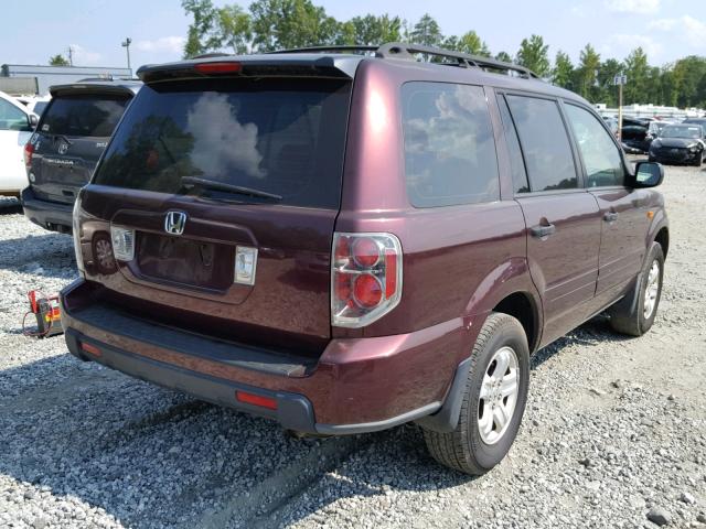 5FNYF28137B036772 - 2007 HONDA PILOT LX MAROON photo 4