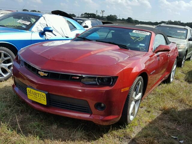 2G1FD3D32F9288163 - 2015 CHEVROLET CAMARO LT RED photo 2