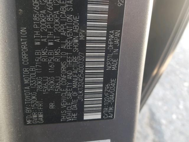 JTLKT324254007327 - 2005 TOYOTA SCION XB Күміс фото 10