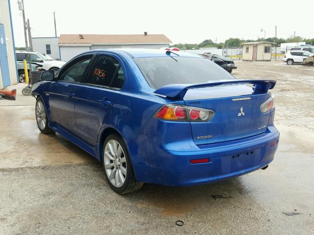 JA32U8FW5AU026822 - 2010 MITSUBISHI LANCER GTS BLUE photo 3