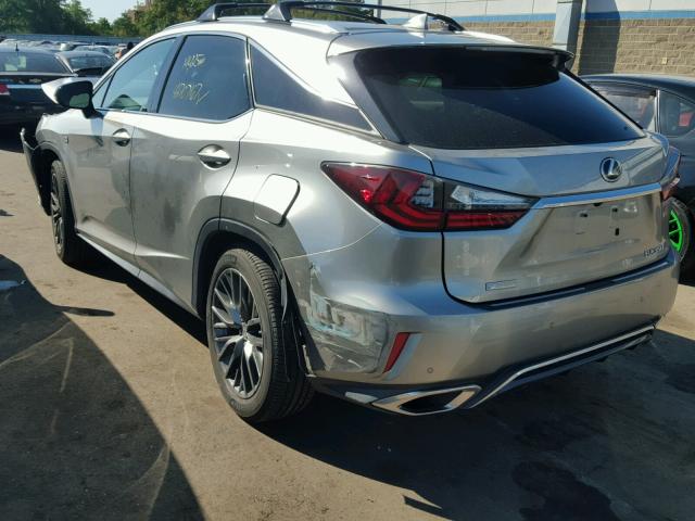 2T2BZMCA2HC063155 - 2017 LEXUS RX 350 SILVER photo 3