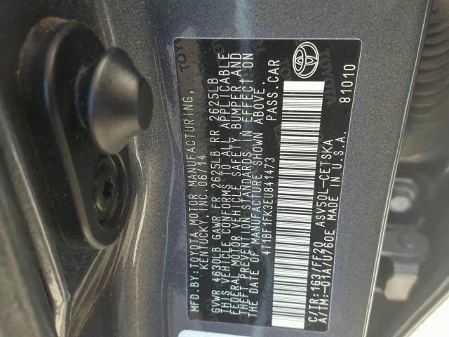 4T1BF1FK3EU841473 - 2014 TOYOTA CAMRY GRAY photo 10