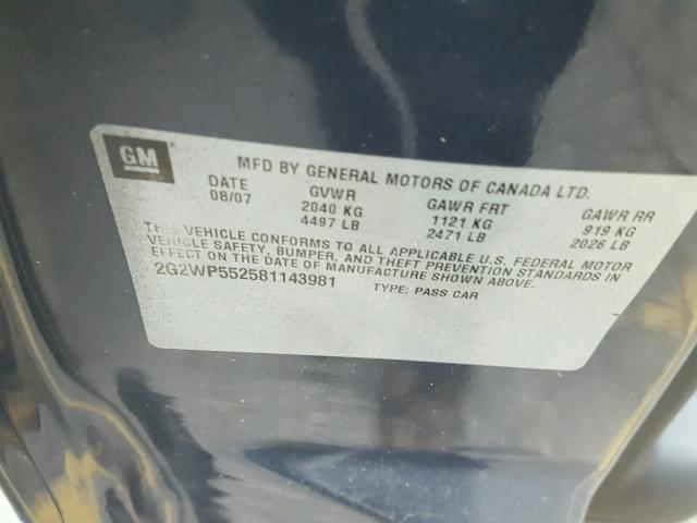 2G2WP552581143981 - 2008 PONTIAC GRAND PRIX Մոխրագույն լուսանկար 10