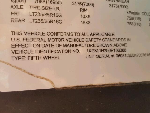 1KB311R256E166388 - 2006 HOLR TRAVEL TRL WHITE photo 10