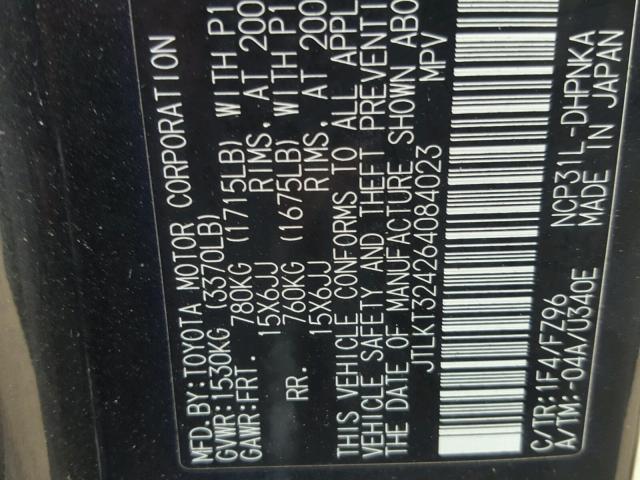 JTLKT324264084023 - 2006 TOYOTA SCION XB Schwarz Foto 10