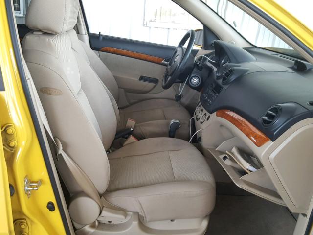 KL1TD66E69B630623 - 2009 CHEVROLET AVEO LS YELLOW photo 5