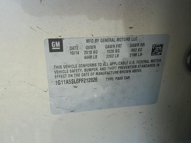 1G11A5SL6FF212826 - 2015 CHEVROLET MALIBU LS 金色 照片 10