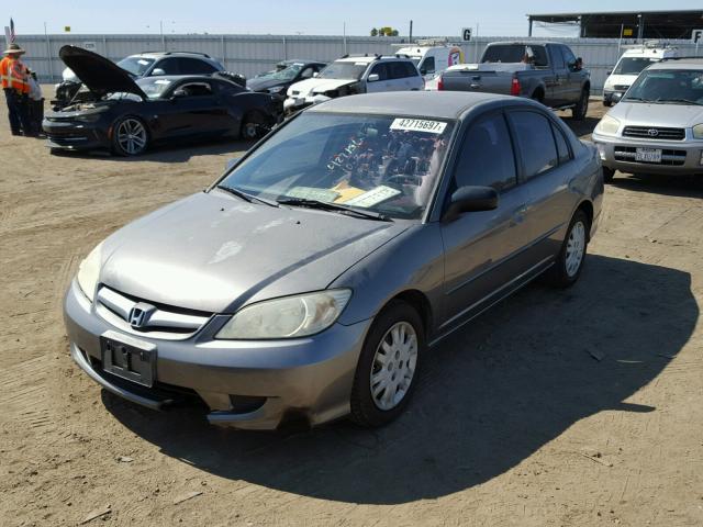 2HGES16595H509436 - 2005 HONDA CIVIC LX GRAY photo 2