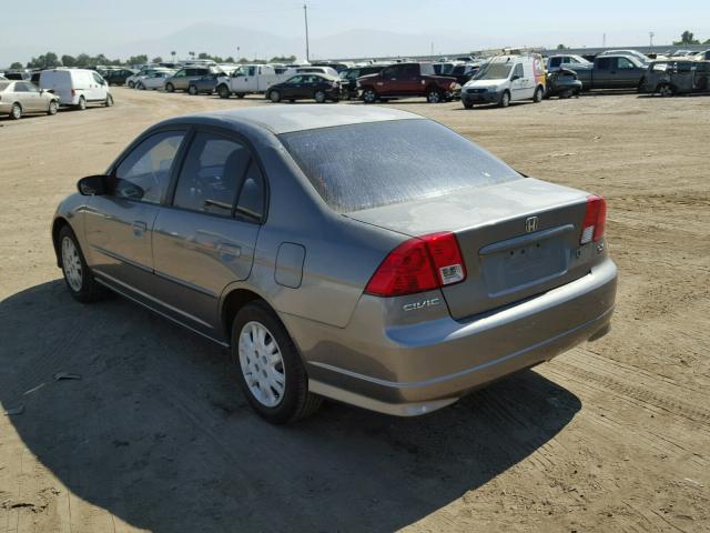 2HGES16595H509436 - 2005 HONDA CIVIC LX GRAY photo 3