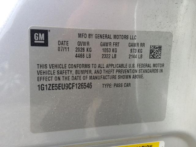 1G1ZE5EU9CF126546 - 2012 CHEVROLET MALIBU LTZ 灰色 照片 10