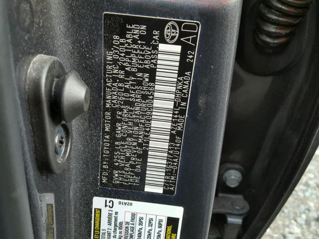 2T1LE40E09C004568 - 2009 TOYOTA COROLLA MA CHARCOAL photo 10