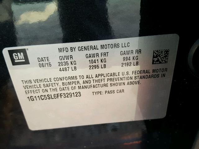 1G11C5SL6FF329123 - 2015 CHEVROLET MALIBU 1LT შავი ფოტო 10