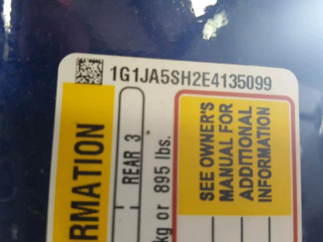 1G1JA5SH2E4135099 - 2014 CHEVROLET SONIC LS BLUE photo 10