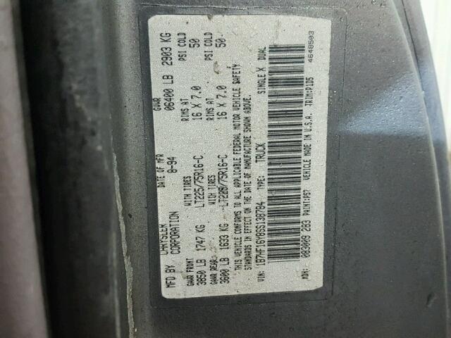 1B7HF16Y8SS138784 - 1995 DODGE RAM 1500 GRAY photo 10