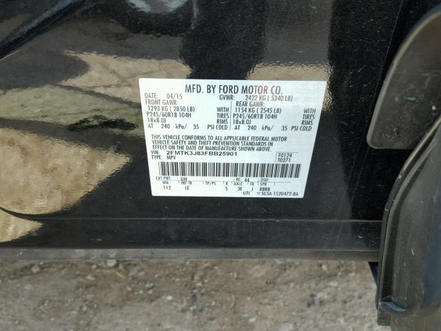 2FMTK3J83FBB25901 - 2015 FORD EDGE Чорний фото 10