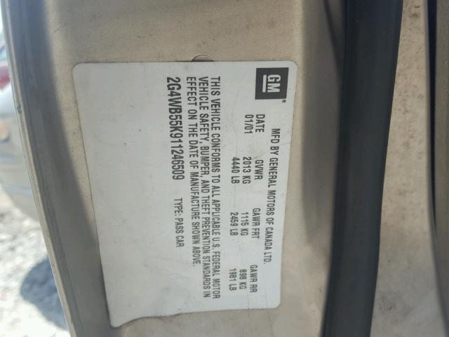 2G4WB55K911246509 - 2001 BUICK REGAL LS BEIGE photo 10