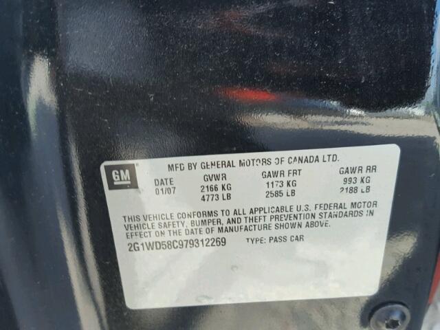 2G1WD58C979312269 - 2007 CHEVROLET IMPALA SUP შავი ფოტო 10