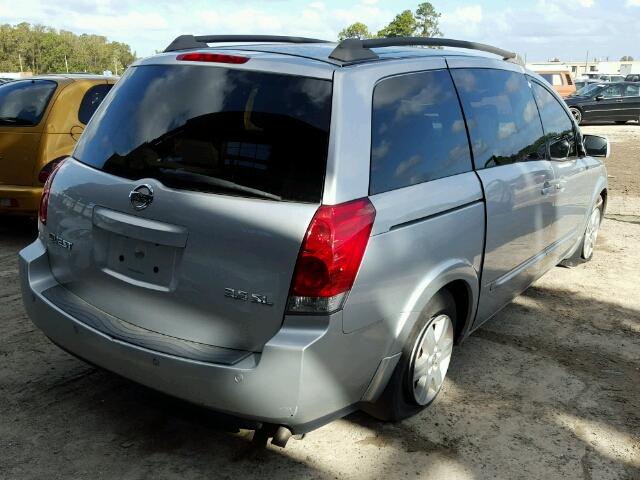 5N1BV28U45N131189 - 2005 NISSAN QUEST S SILVER photo 4