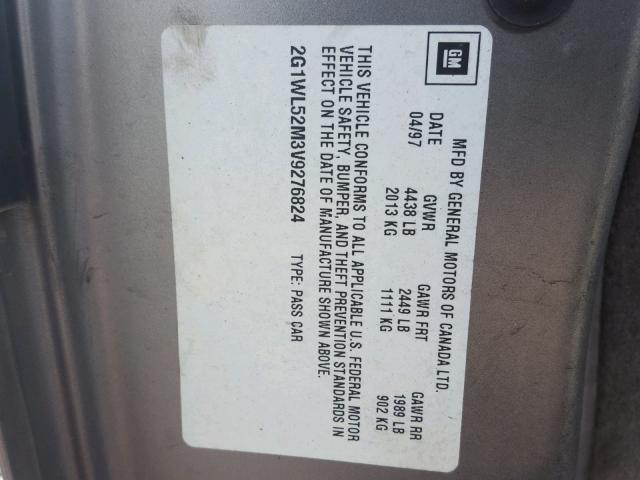 2G1WL52M3V9276824 - 1997 CHEVROLET LUMINA BAS ნაცრისფერი ფოტო 10