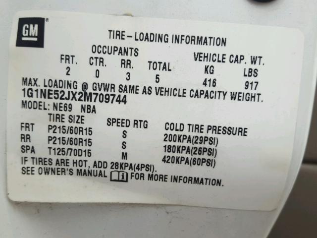 1G1NE52JX2M709744 - 2002 CHEVROLET MALIBU LS თეთრი ფოტო 10