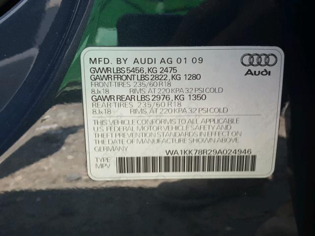 WA1KK78R29A024946 - 2009 AUDI Q5 3.2 BLUE photo 10