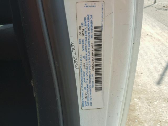 3VWCS21CX1M421456 - 2001 VOLKSWAGEN NEW BEETLE თეთრი ფოტო 10