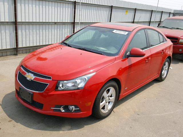 1G1PF5SC0C7362559 - 2012 CHEVROLET CRUZE LT RED photo 2