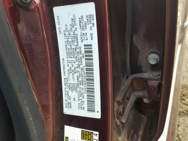 JTLKT324140167771 - 2004 TOYOTA SCION XB Bənövşəyi foto 10